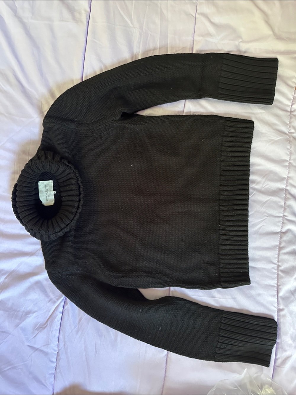Women’s Black Turtleneck Sweater - Cozy Rib Detail
